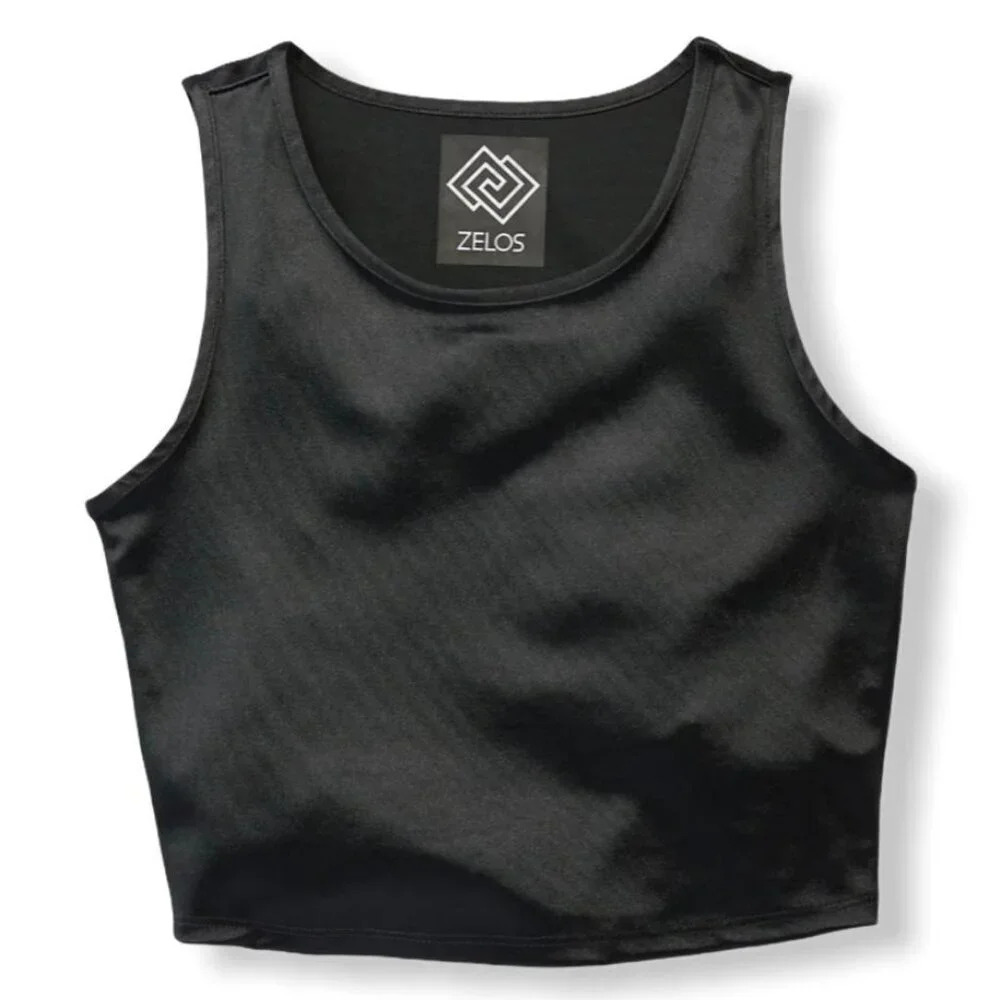 ZELOS Women's Black Grommet Tank-Top - Picture 1 of 7